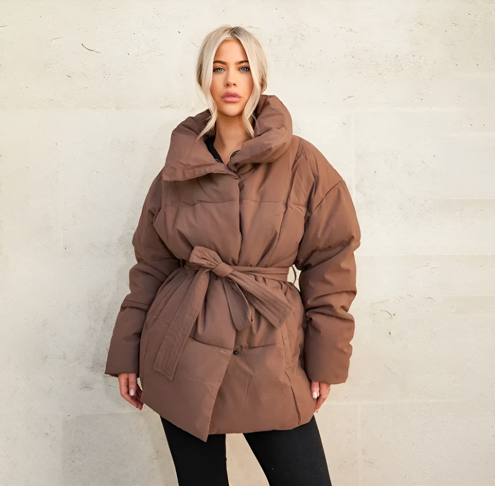 Montelle | Belted Zipper Puffer Jacket
