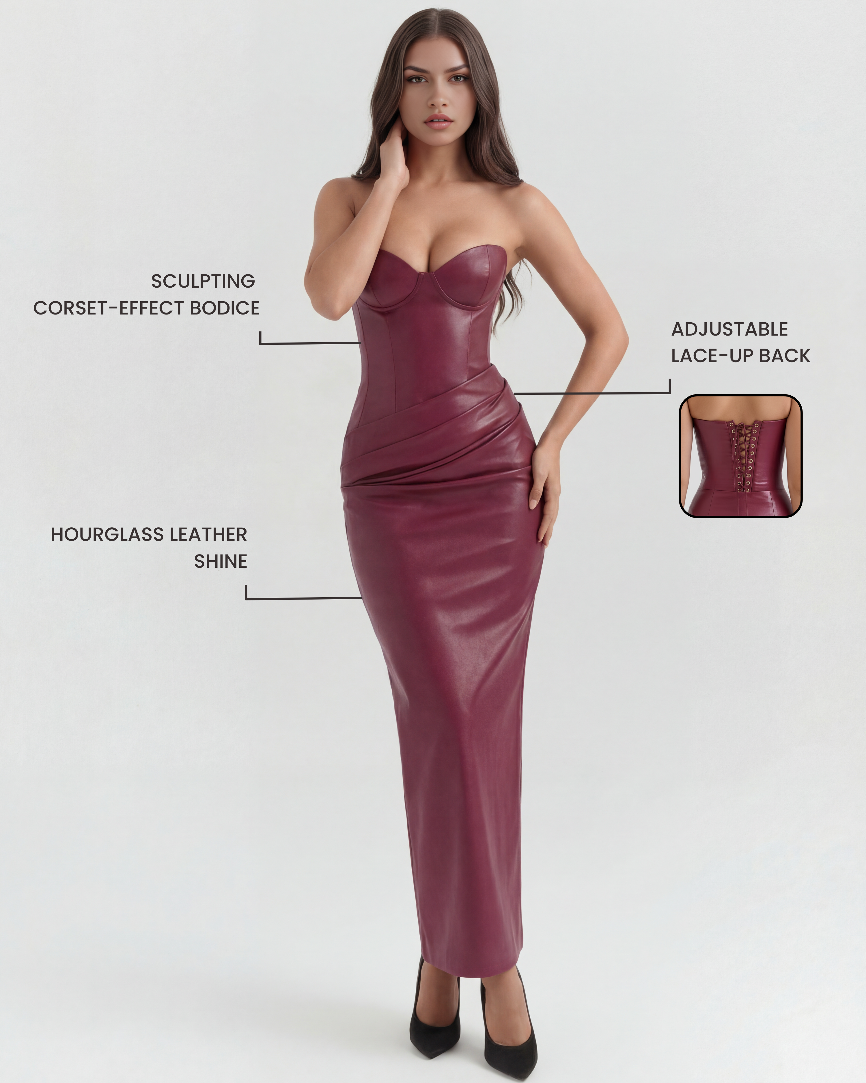 VANARA – Sculpted trägerloses Korsett MIDI-KLEID