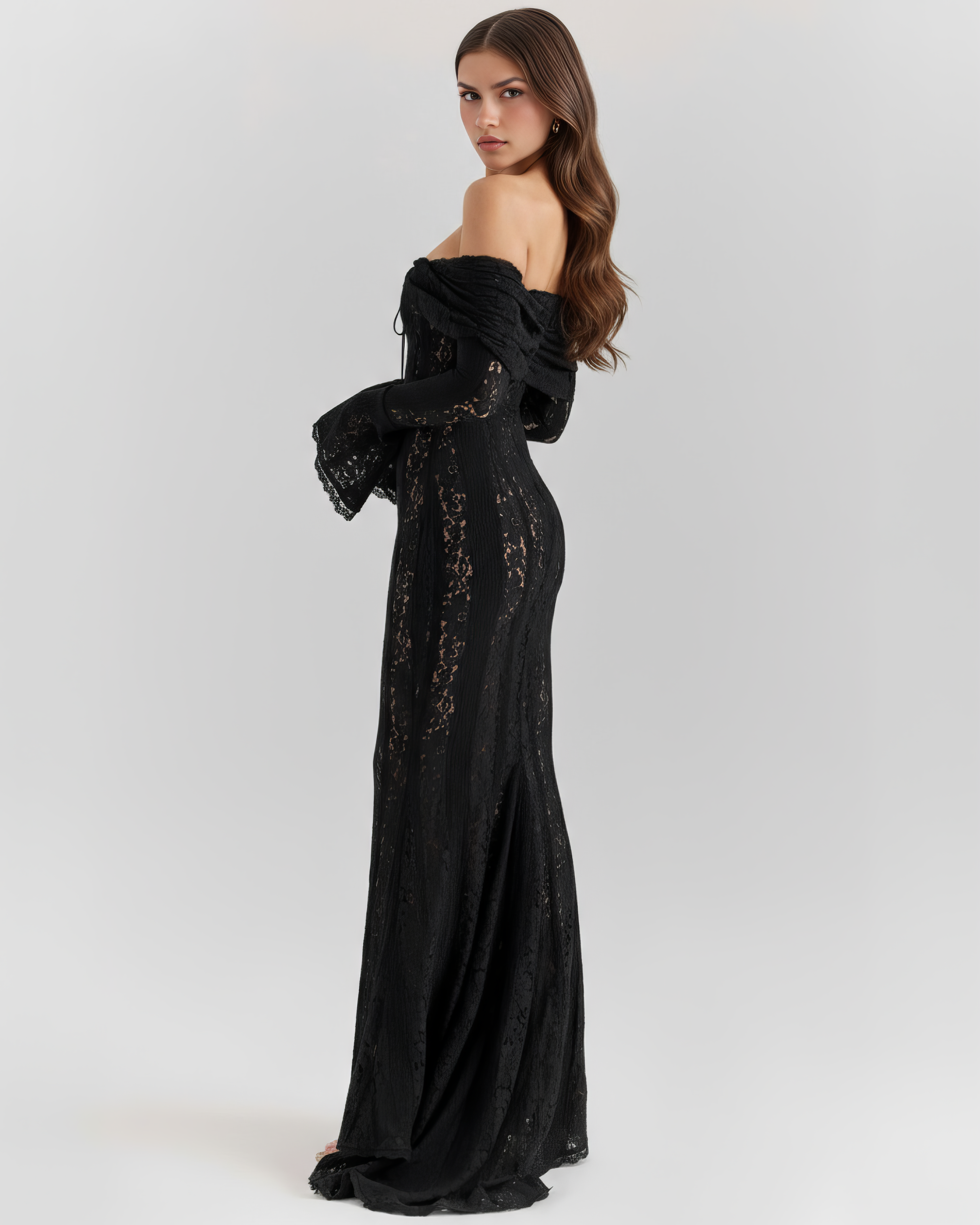 ELARIS – Off-Shoulder Spitzen MAXI-KLEID