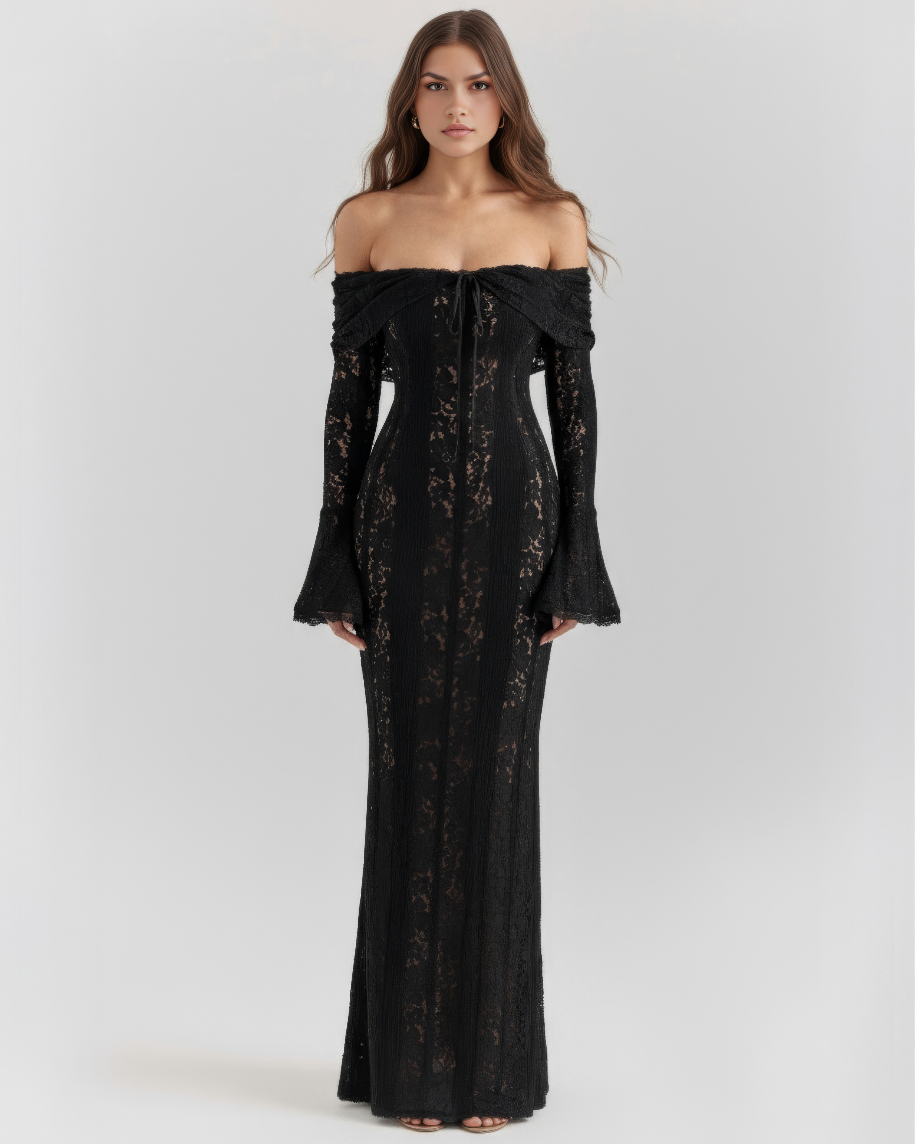 ELARIS – OFF-SHOULDER LACE MAXI DRESS