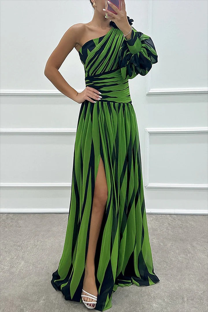 Astra Noir Plissee Maxi-Gown