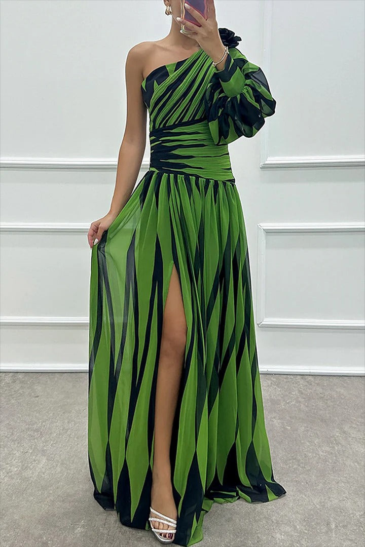 Astra Noir Plissee Maxi-Gown