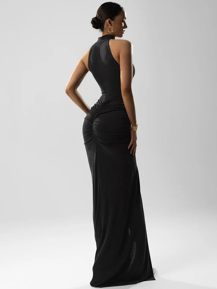 Ondinae | Halter Gespaltenes Eleganz Maxikleid
