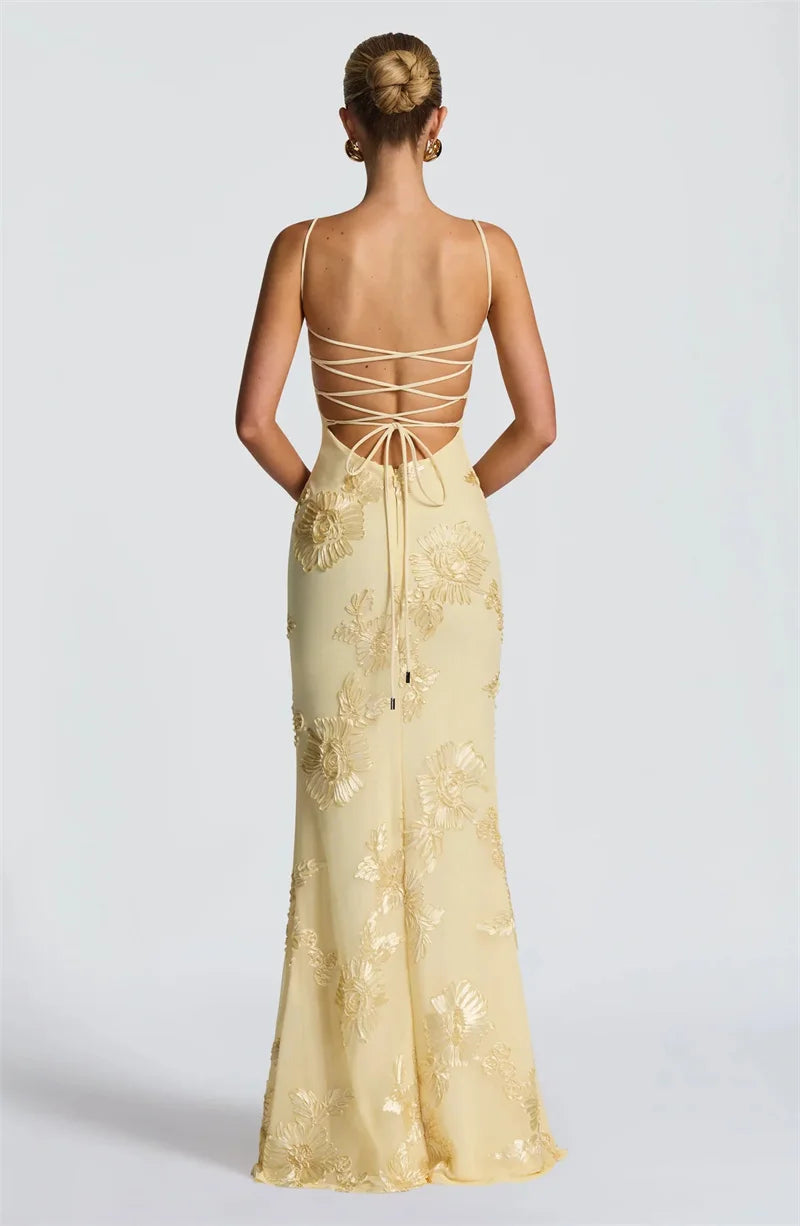 Celeste Applikation Korsett Maxikleid