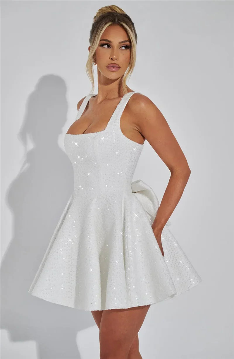 Novaria | Pailletten Schleife A-Linie Mini Kleid