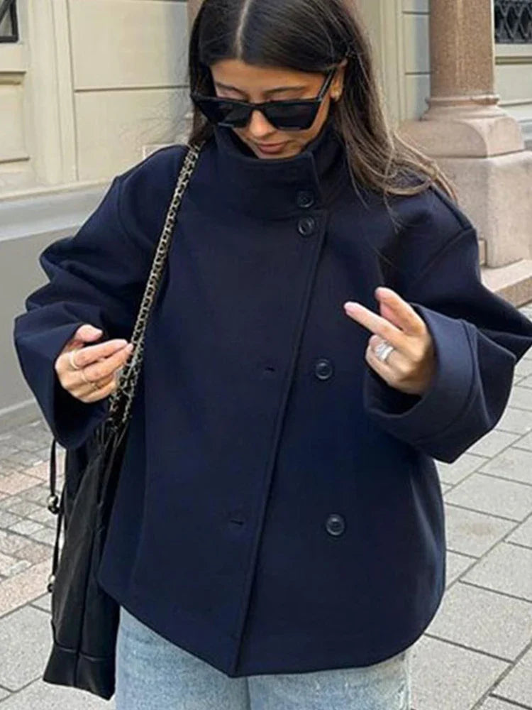 Marvessa | Luxuriöse Kunstfell Wolljacke