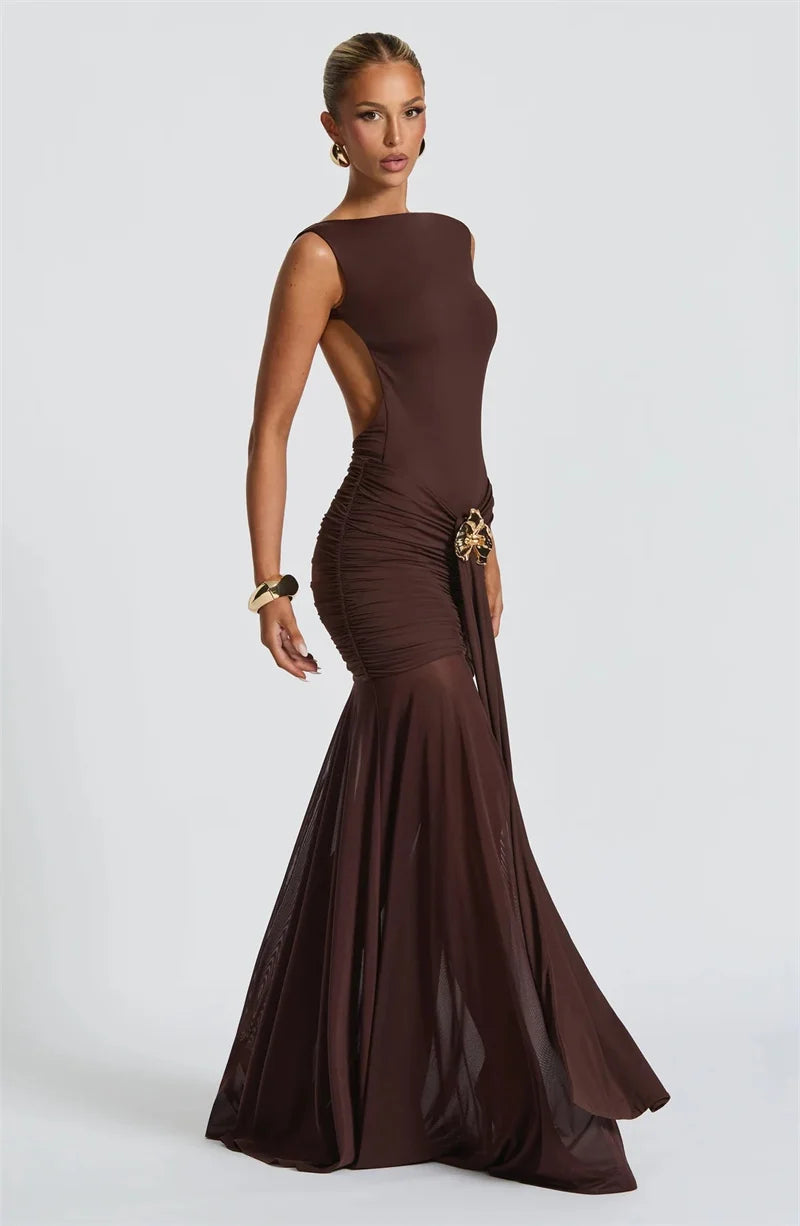 Ambrisse | Regal Raffung Maxikleid