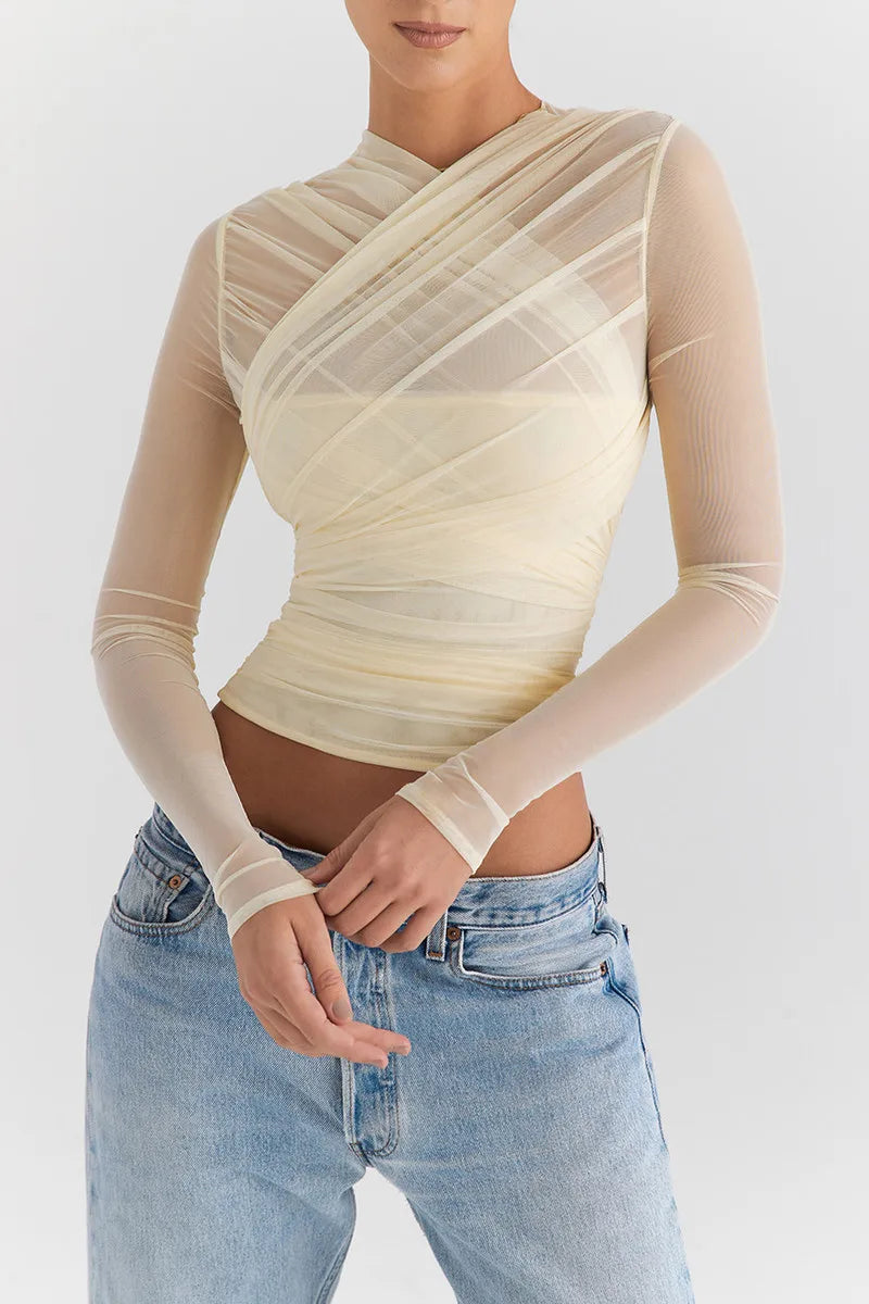 Althira | Transparente Mesh Langarm-Eleganz Oberteil