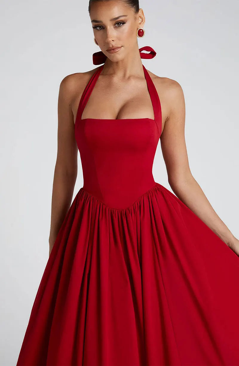 Veylisse | Anmutiges Halter Midi Kleid