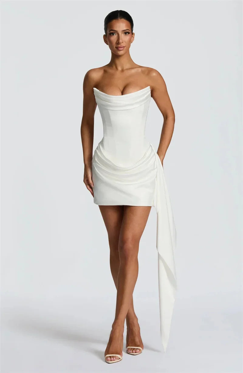 Ferisse | Drapiertes Off-Shoulder Mini Kleid