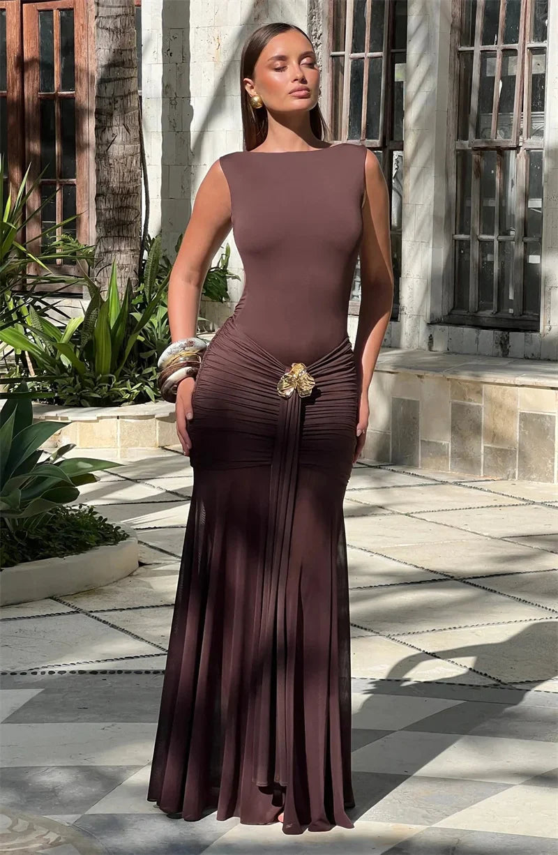 Ambrisse | Regal Raffung Maxikleid