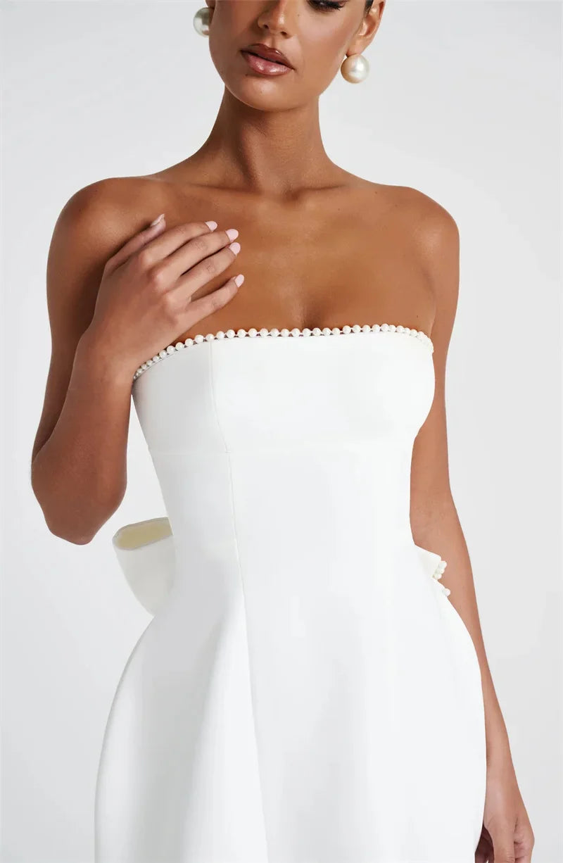 Veyra | Strapless Perlen Eleganz Mini Kleid