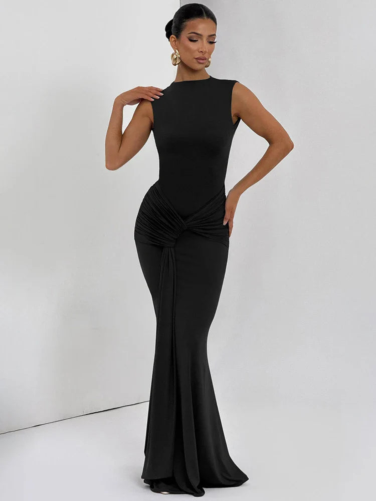 Selvya | Drapierte Eleganz Maxi-Kleid