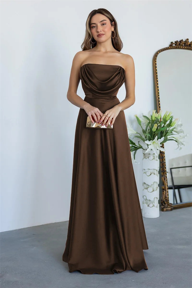 ZARIAH | Satin trägerloses MAXI-KLEID