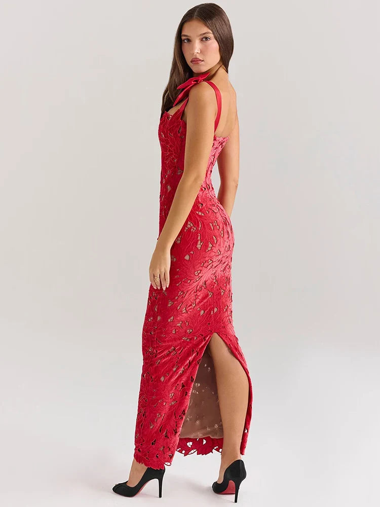 Ismara | Schleifen Spitzen Eleganz Maxikleid