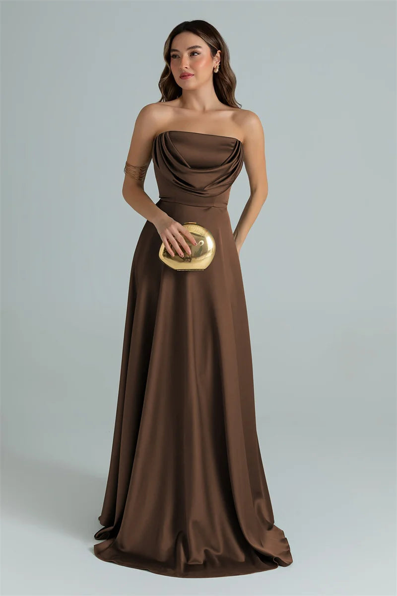 ZARIAH | Satin trägerloses MAXI-KLEID