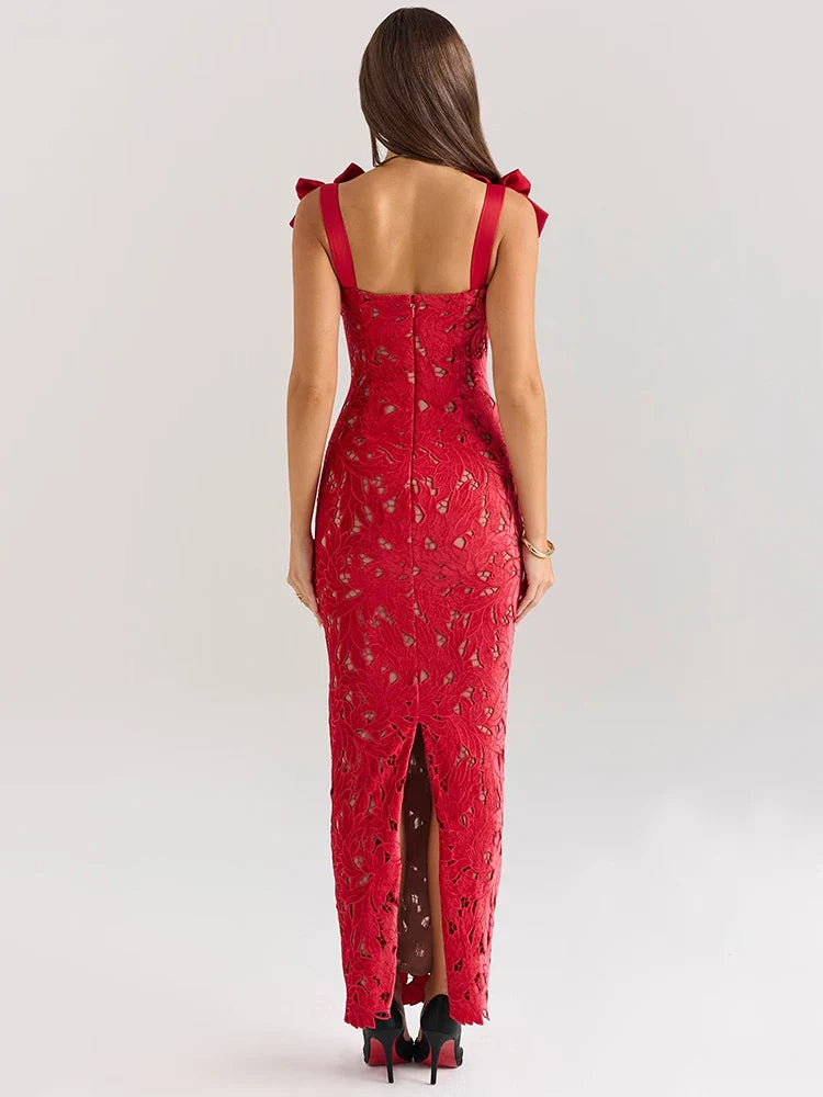 Ismara | Schleifen Spitzen Eleganz Maxikleid