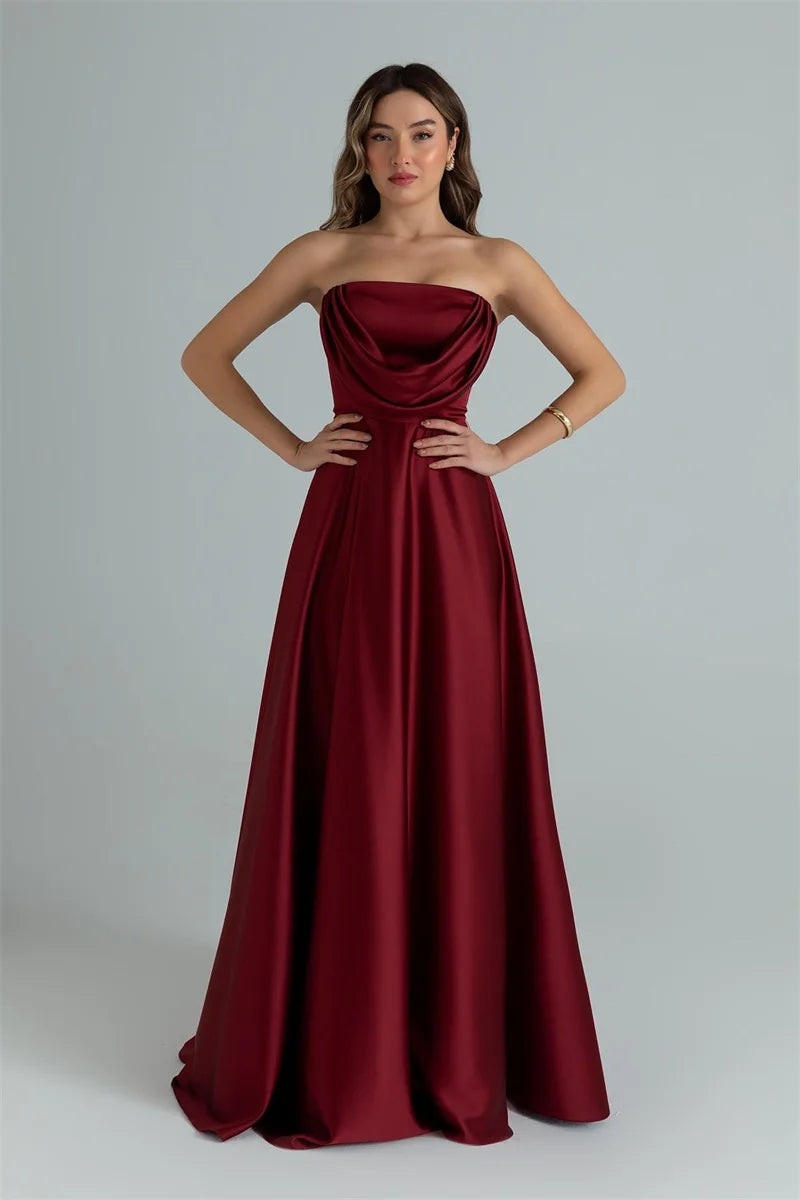 ZARIAH | Satin trägerloses MAXI-KLEID