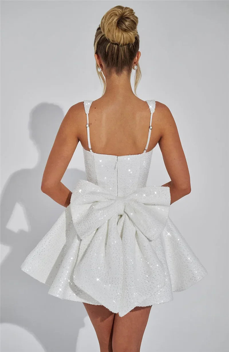Novaria | Pailletten Schleife A-Linie Mini Kleid