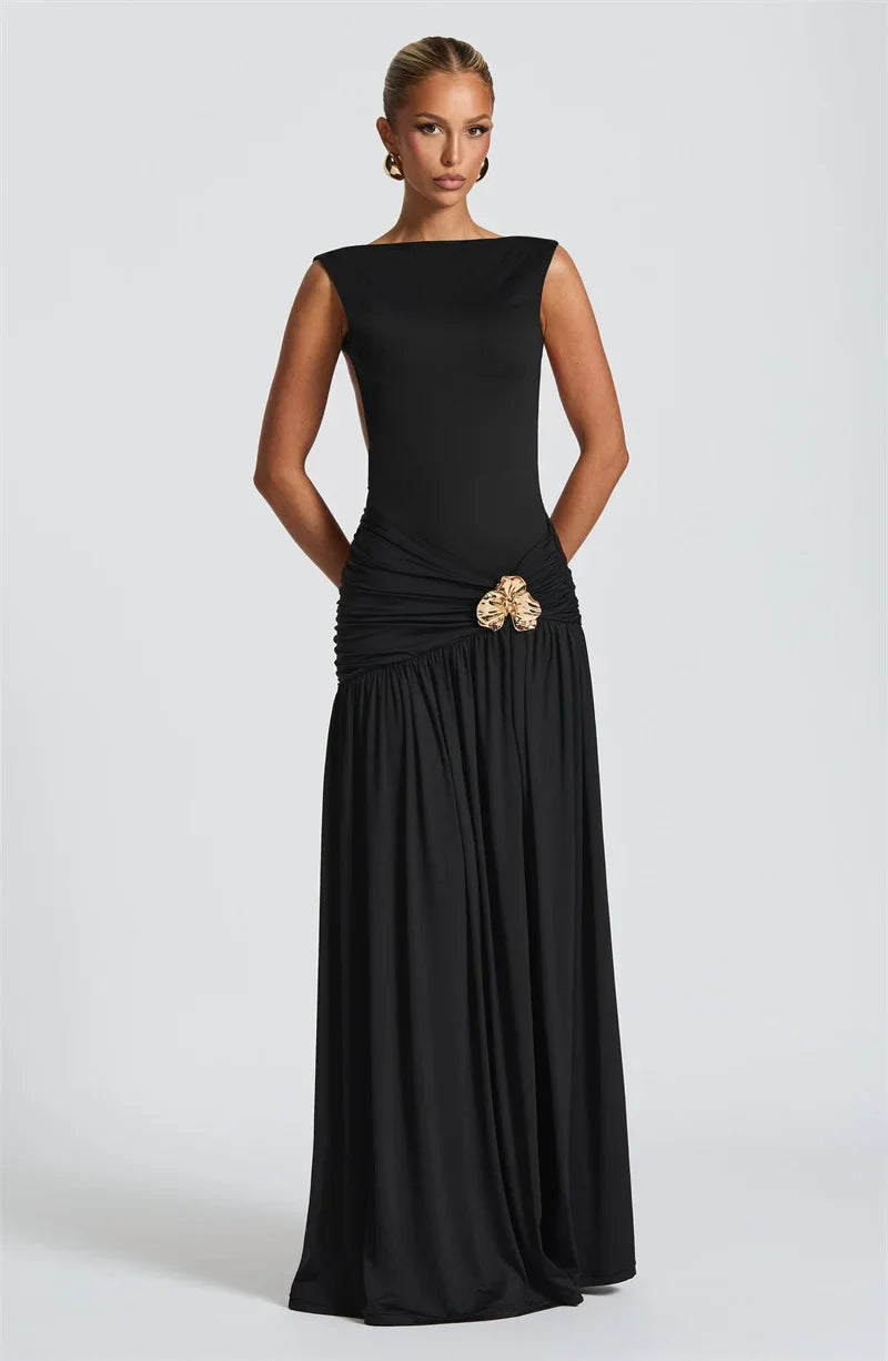 Ambrisse | Regal Raffung Maxikleid
