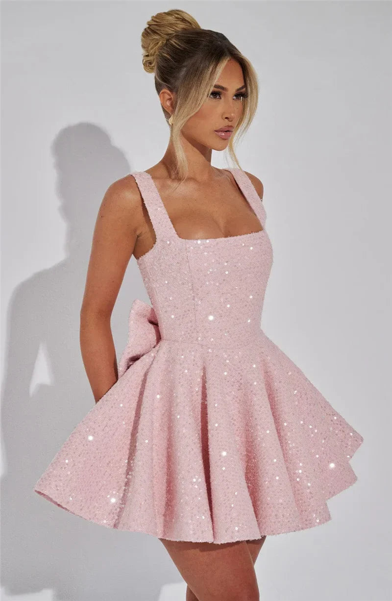 Novaria | Pailletten Schleife A-Linie Mini Kleid