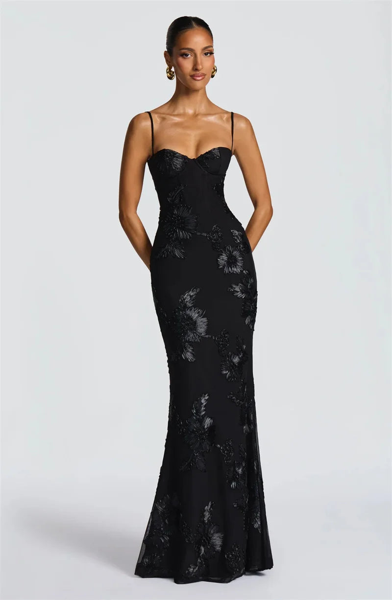 Celeste Applikation Korsett Maxikleid