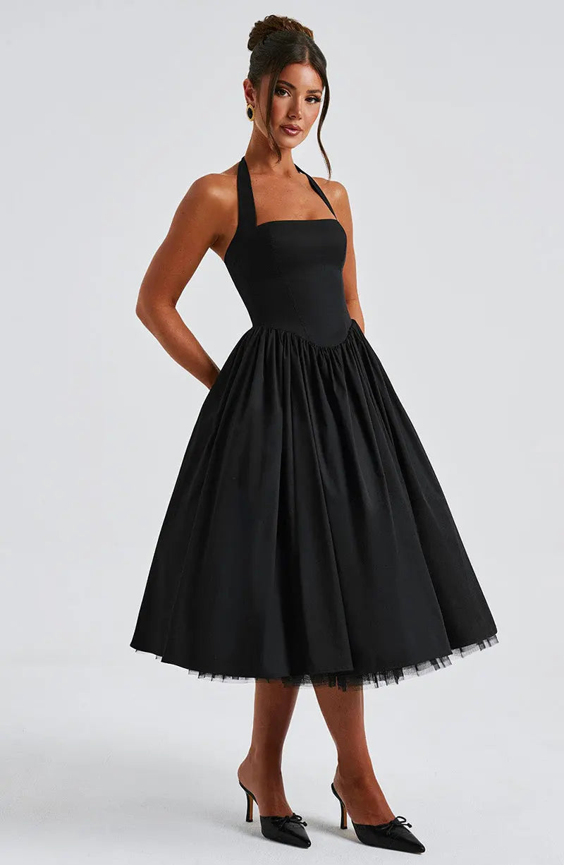 Veylisse | Anmutiges Halter Midi Kleid