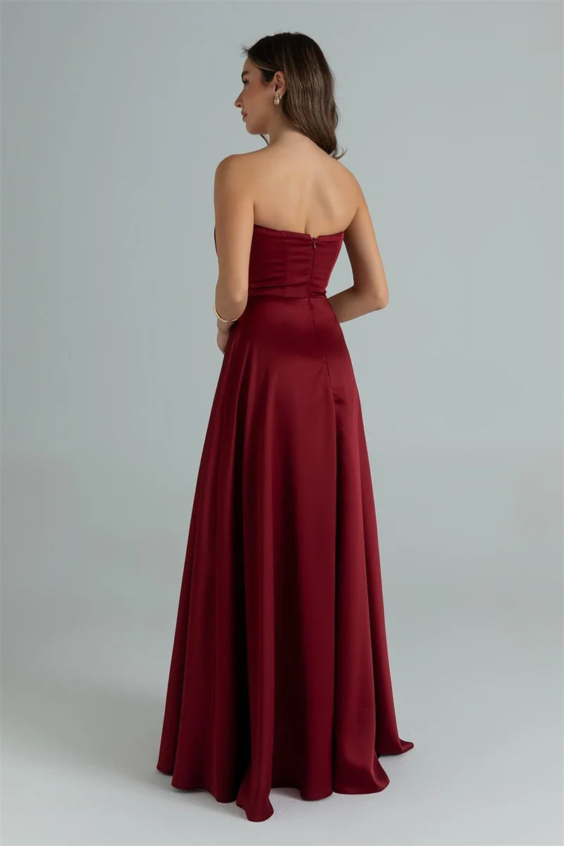 ZARIAH | Satin trägerloses MAXI-KLEID
