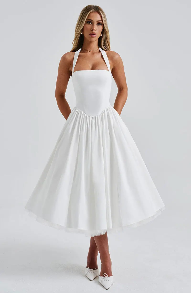 Veylisse | Anmutiges Halter Midi Kleid