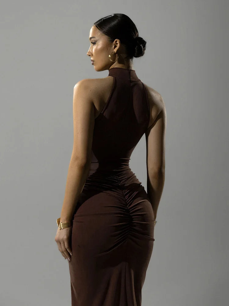 Ondinae | Halter Gespaltenes Eleganz Maxikleid