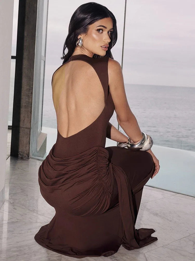 Selvya | Drapierte Eleganz Maxi-Kleid
