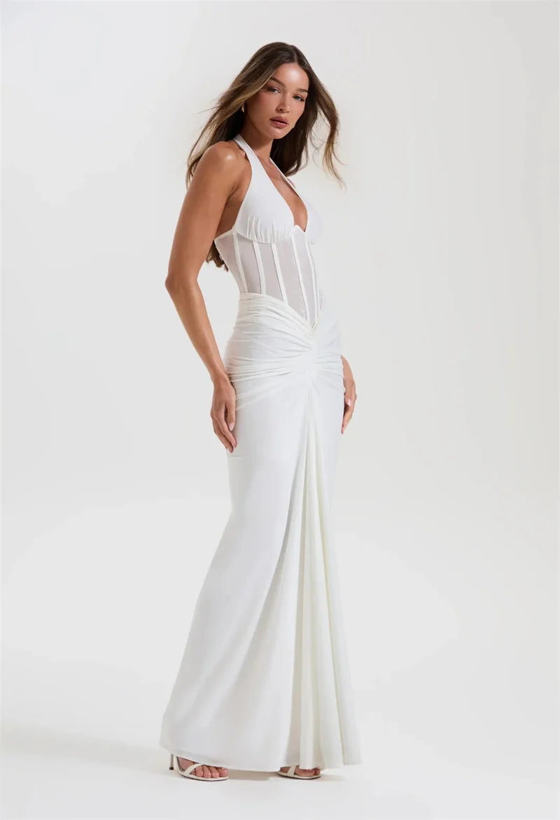 Liore | Halter Rüschendes Maxi-Kleid