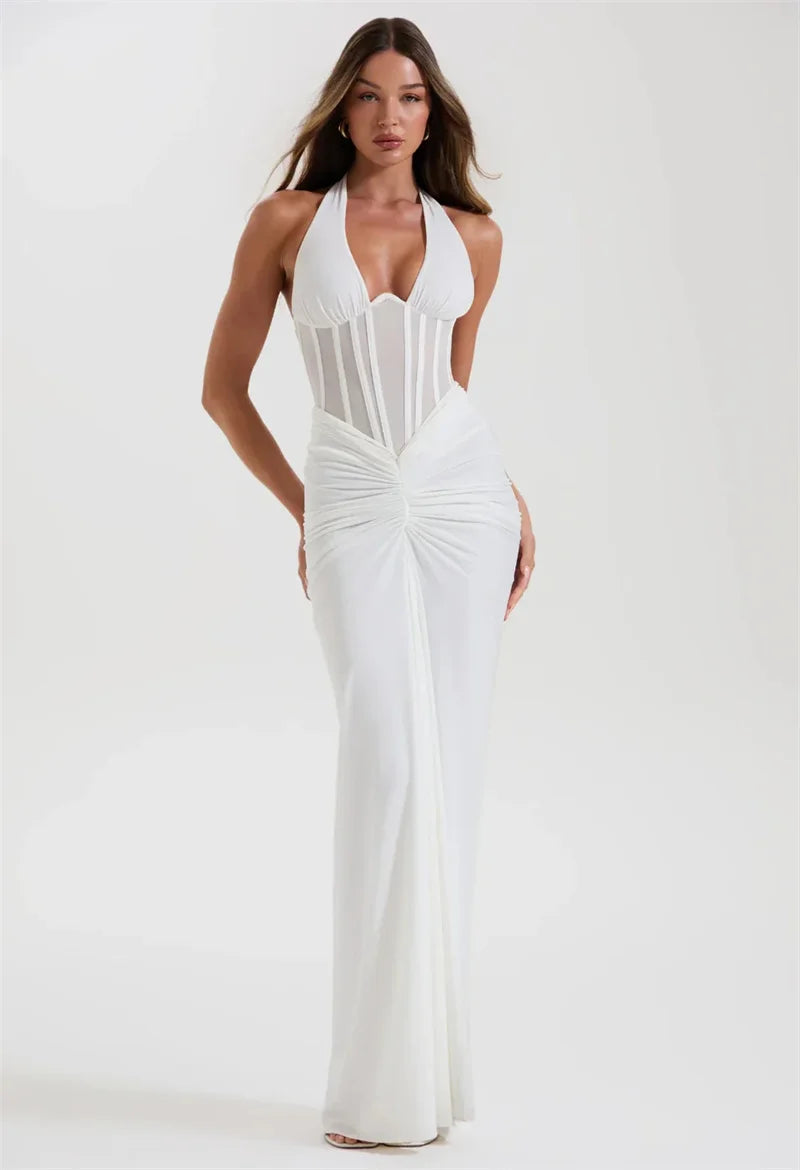 Liore | Halter Rüschendes Maxi-Kleid