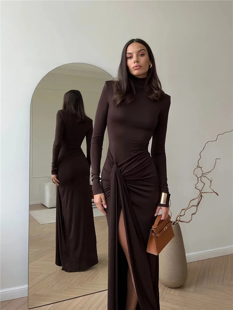 Arlissia | Hochgeschlitztes Drapiertes Eleganz Maxikleid