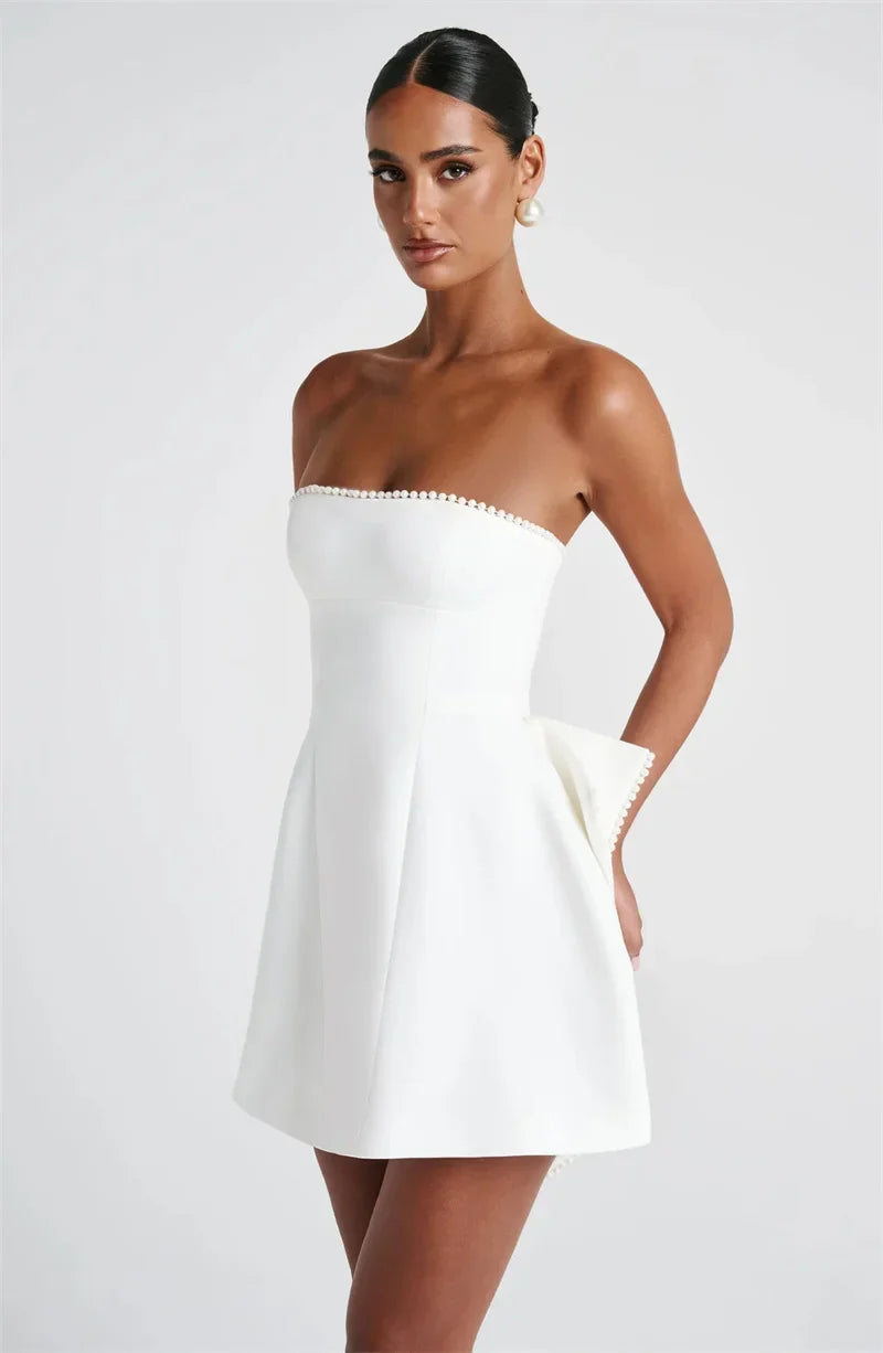 Veyra | Strapless Perlen Eleganz Mini Kleid