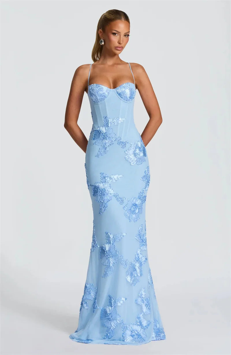 Celeste Appliqué Corset Maxi Dress