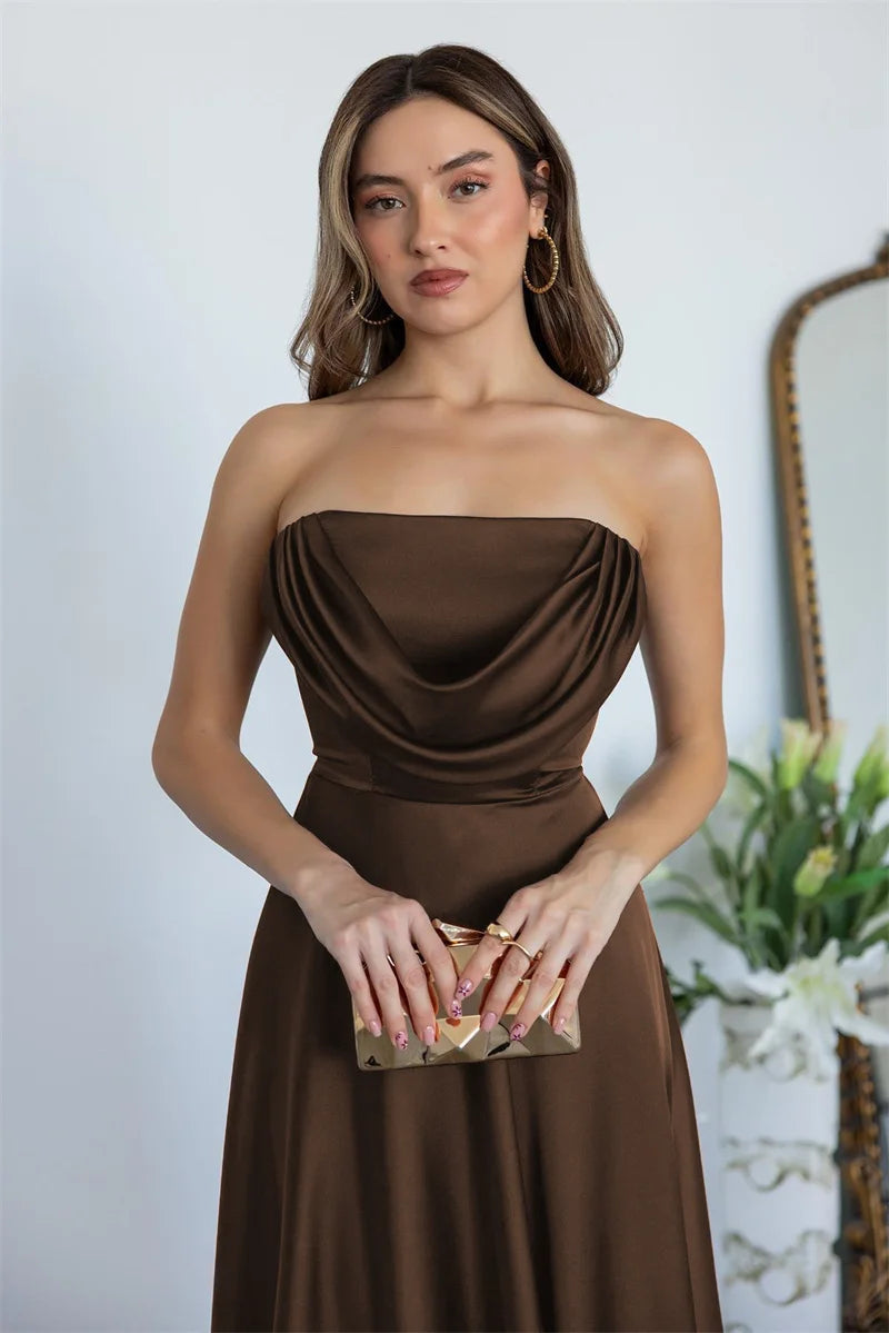 ZARIAH | Satin trägerloses MAXI-KLEID