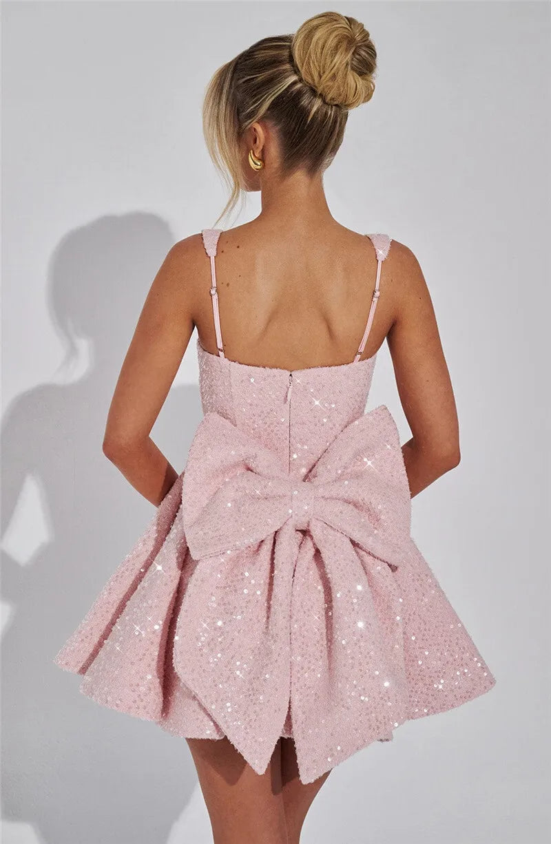 Novaria | Pailletten Schleife A-Linie Mini Kleid