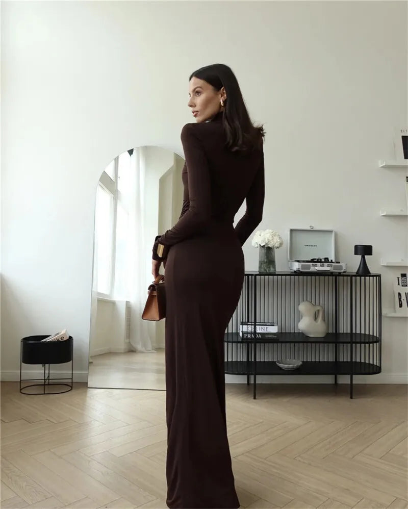 Arlissia | High-Slit Draped Elegance Maxi Dress
