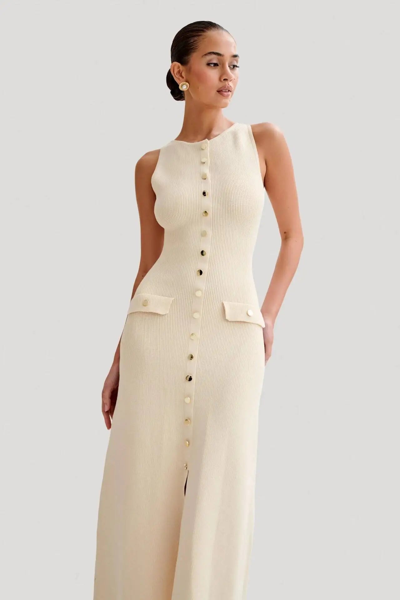Zephoria | Sleek Knitted Elegance Maxi Dress