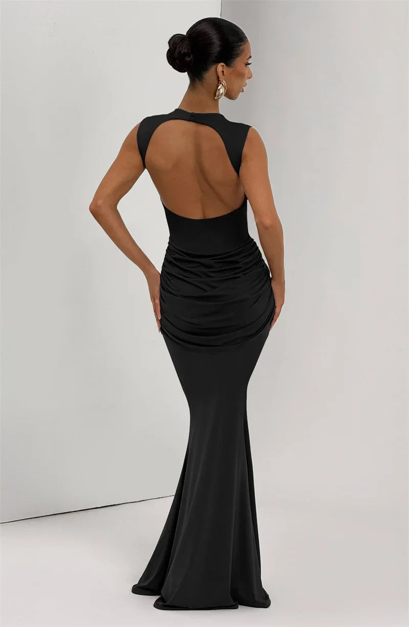 Selvya | Drapierte Eleganz Maxi-Kleid