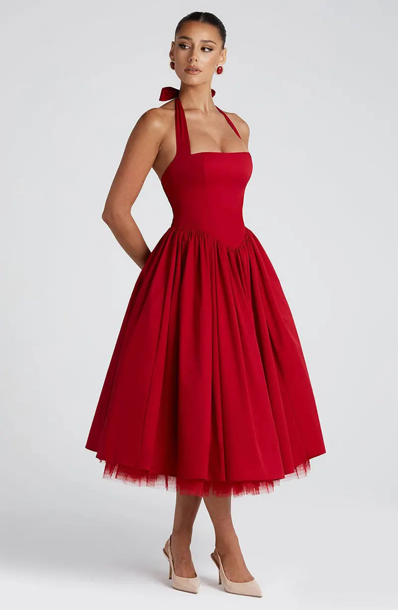 Veylisse | Anmutiges Halter Midi Kleid