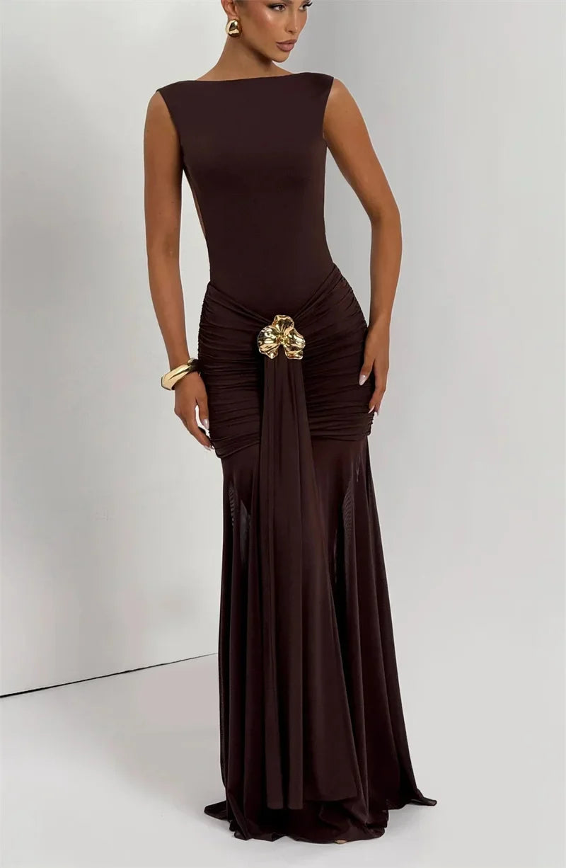 Ambrisse | Regal Raffung Maxikleid