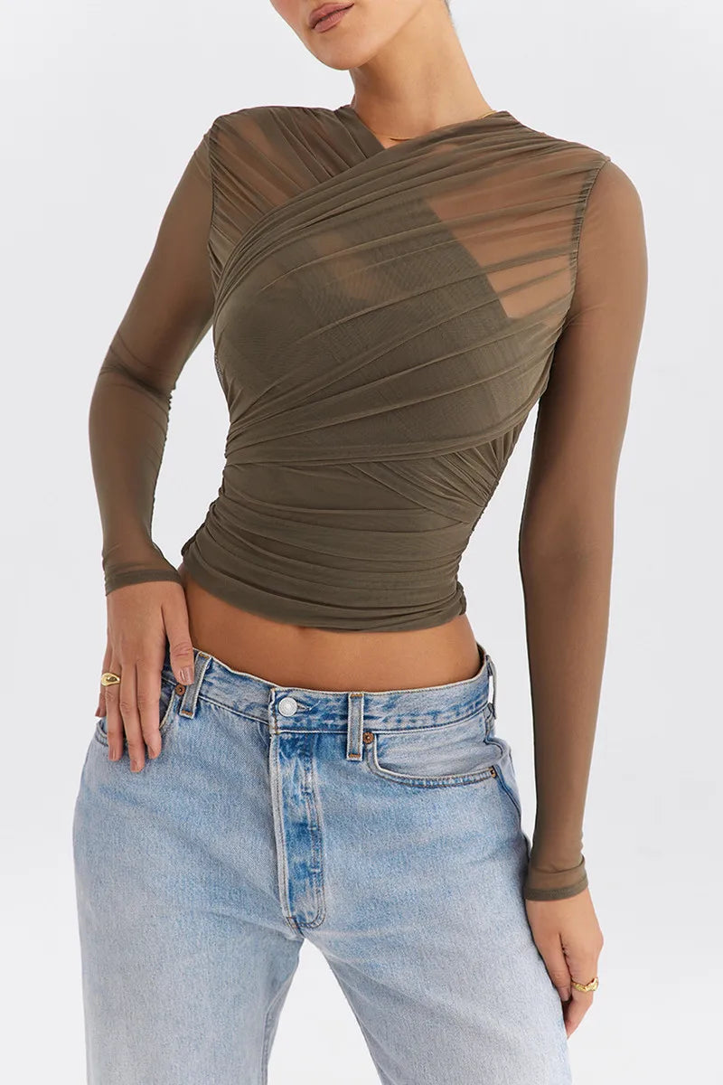 Althira | Transparente Mesh Langarm-Eleganz Oberteil
