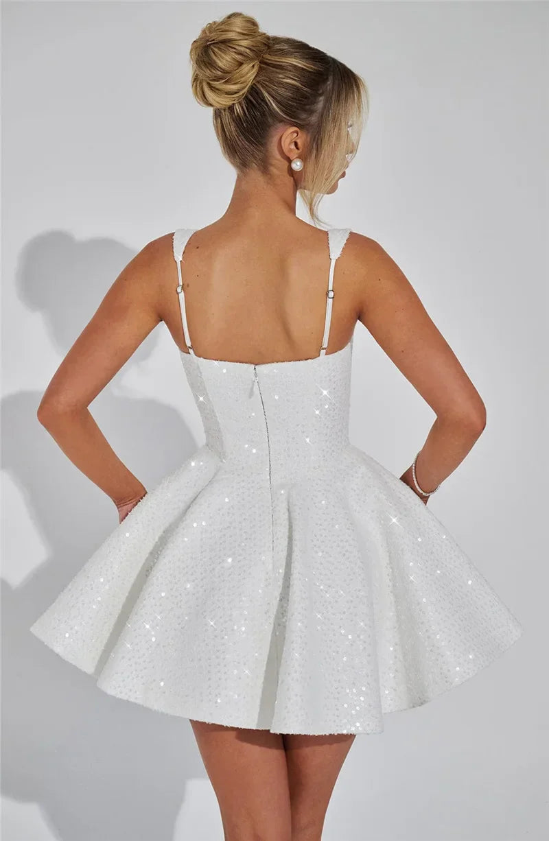 Novaria | Pailletten Schleife A-Linie Mini Kleid