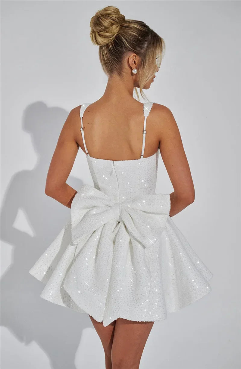 Novaria | Pailletten Schleife A-Linie Mini Kleid