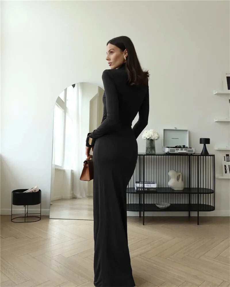 Arlissia | High-Slit Draped Elegance Maxi Dress