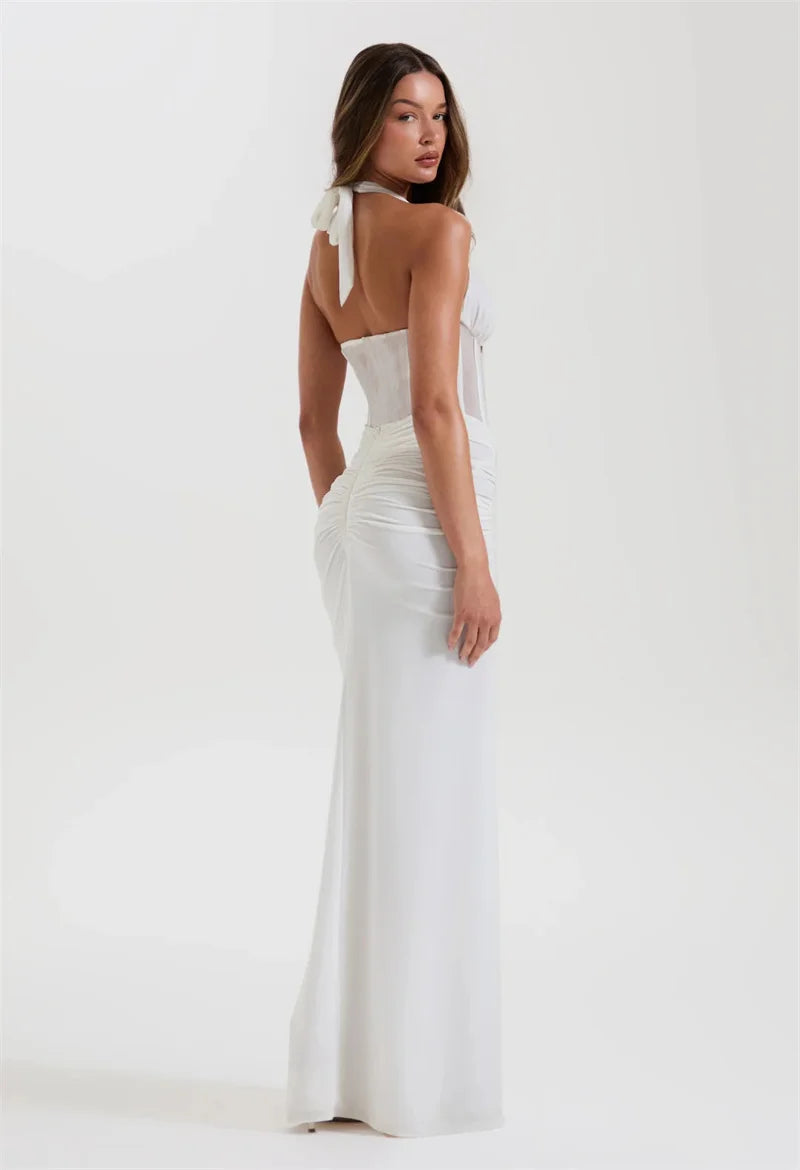 Liore | Halter Rüschendes Maxi-Kleid
