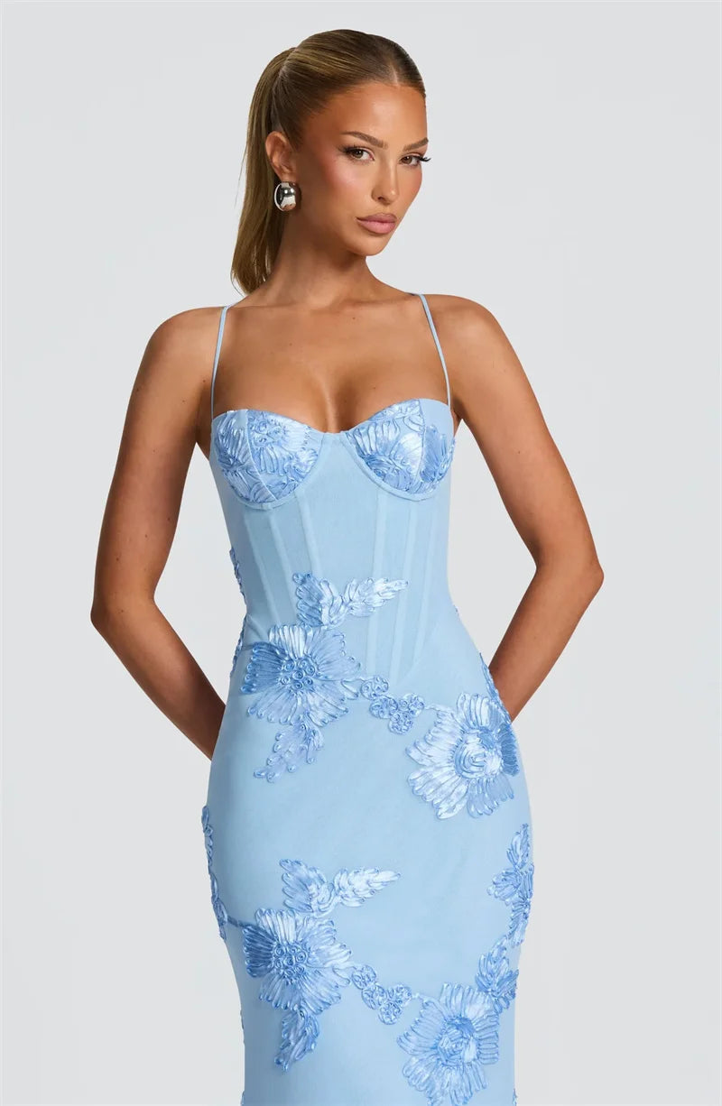Celeste Applikation Korsett Maxikleid