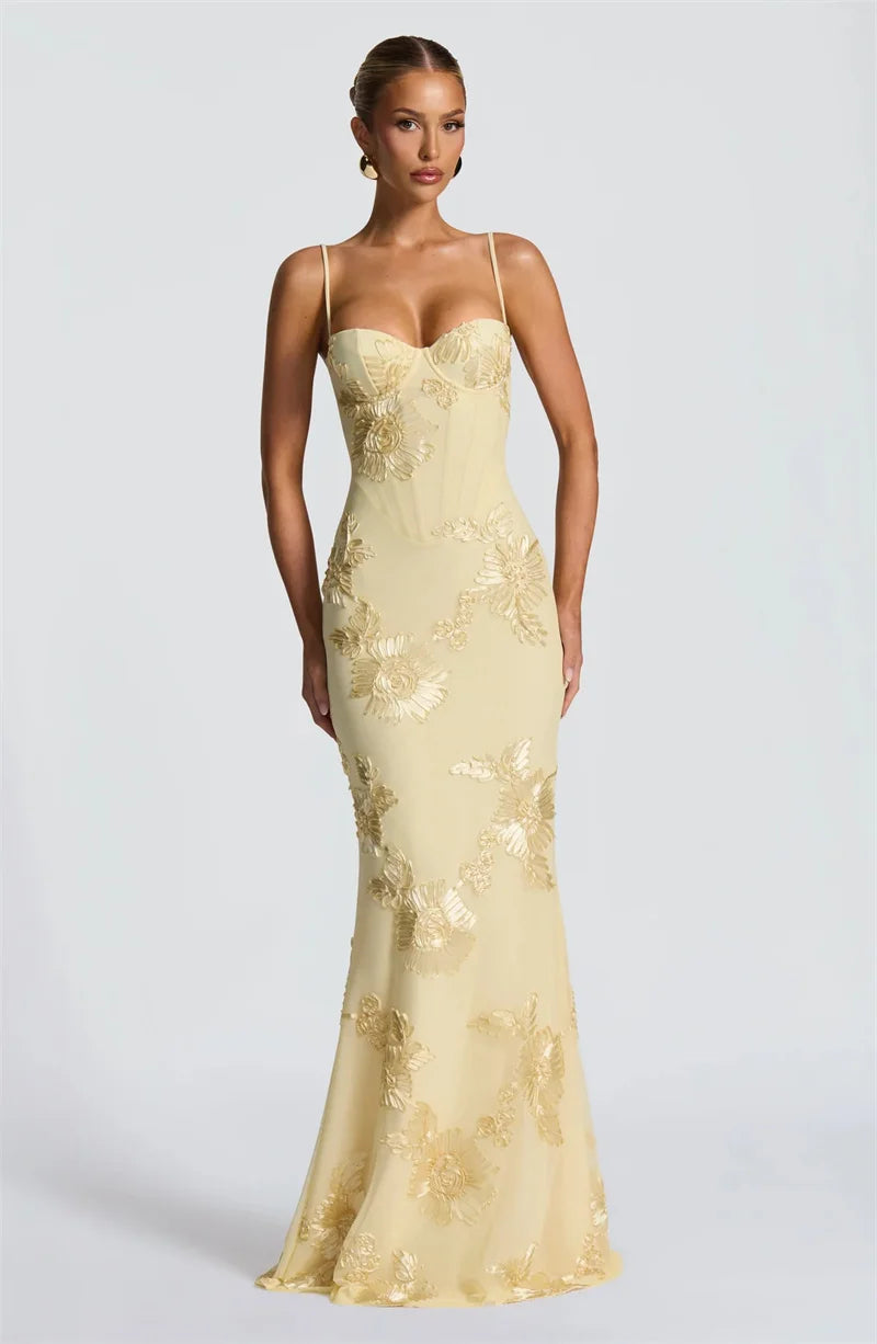 Celeste Applikation Korsett Maxikleid